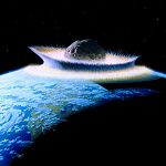 Künstlerische Darstellung eines Asteroideneinschlags auf unseren Planeten. Möglicherweise hat ein solcher Einschlag vor 65.000.000 Jahren zum Aussterben der Dinosaurier geführt.